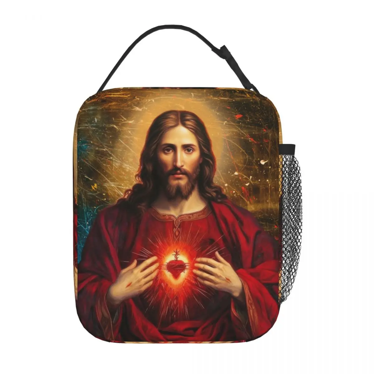 

Insulated Lunch Box Catholic Sacred Heart Of Jesus Christ Accessories Christian Saint Lunch Container Thermal Cooler Box