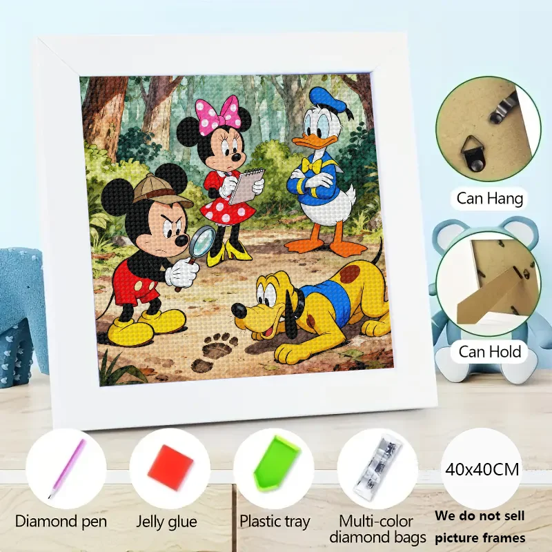

1 шт. DIY 5D полный дрель комплект алмазной живописи, Дисней Микки Маус Минни Дональд Дак Плутон персонаж мультфильма детектив приключения S