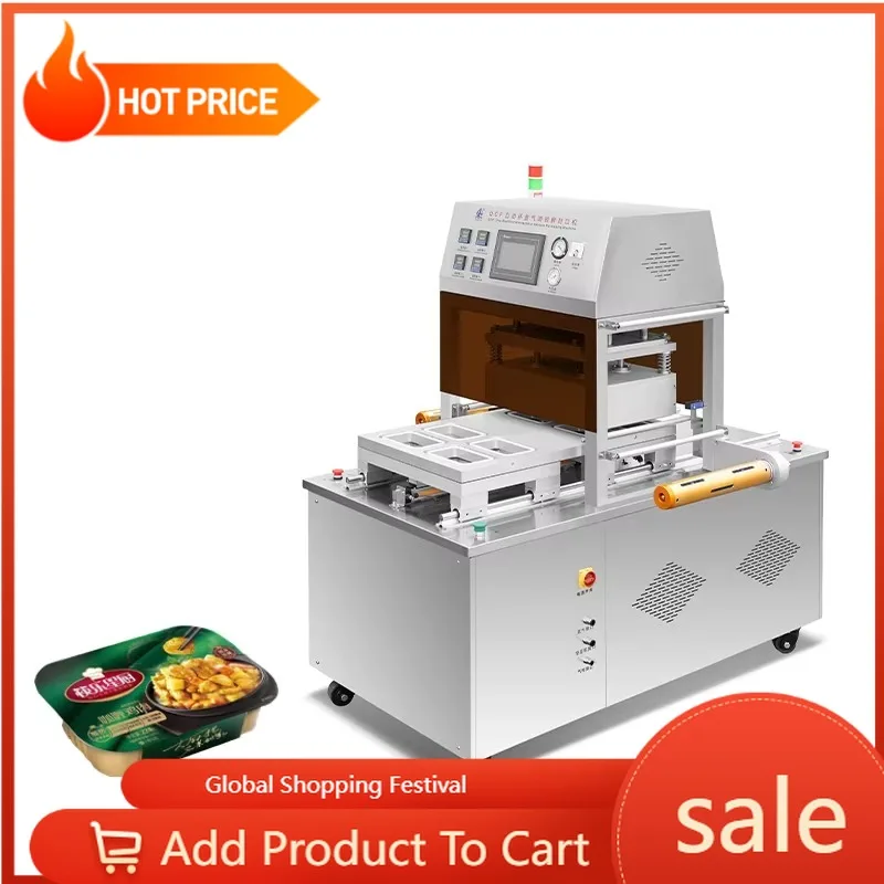 Rotary MAP Tray Sealer Nitrogen Gas Flush Commercial Food Tray Sealing Machine for Ready Meal Meat Packaging