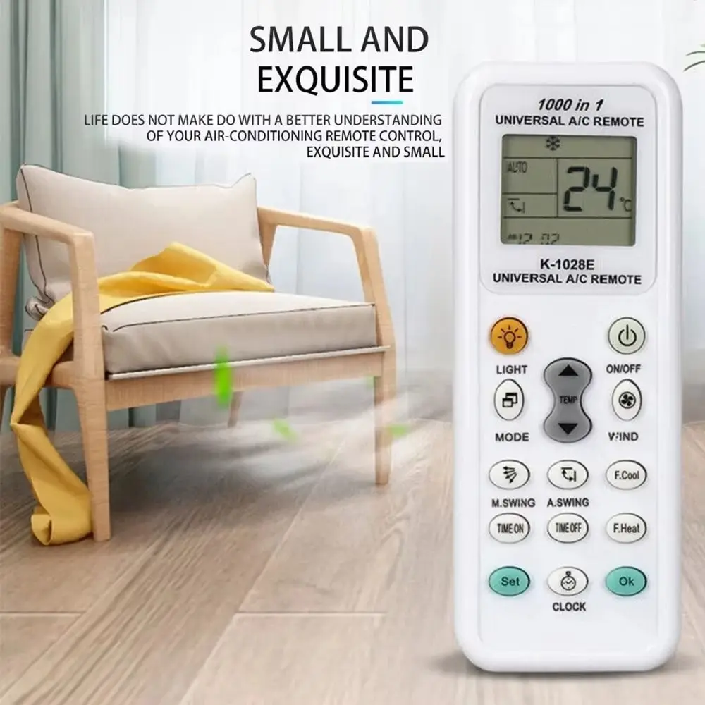 Remote Control AC Universal Tahan Lama K-1028E 1000 In 1 Pengontrol AC Remote Control LCD Daya Rendah