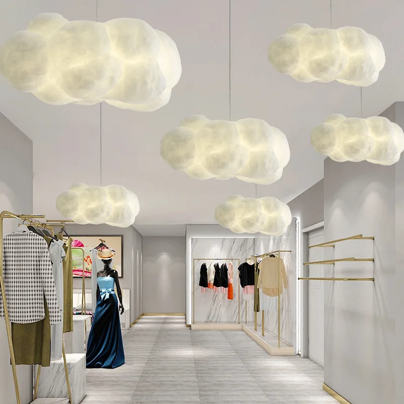 Children's Room Ceiling Decor Cloud Pendant Lamp Modern Indoor Living Room Lighting Fixture Dining Room Coffee Cotton Chandelier