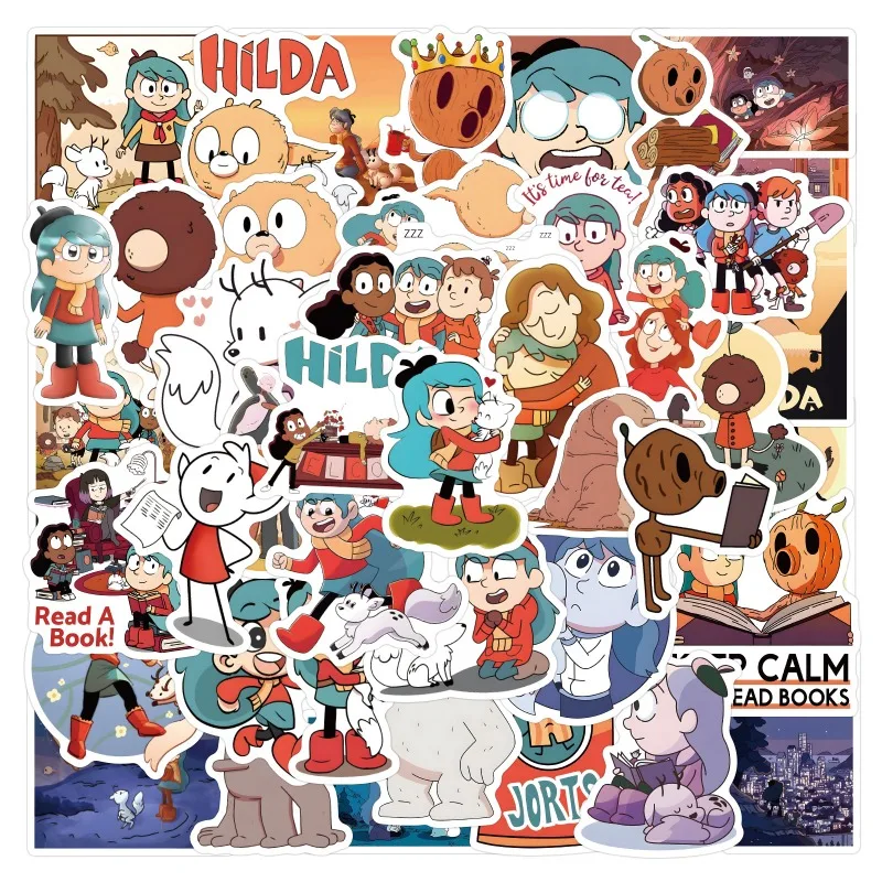 50pcs Hilda Cartoon Animation Stickers Suitcase Stationery Water Cup Mobile Phone Scooter Laptop Refrigerator Decoration