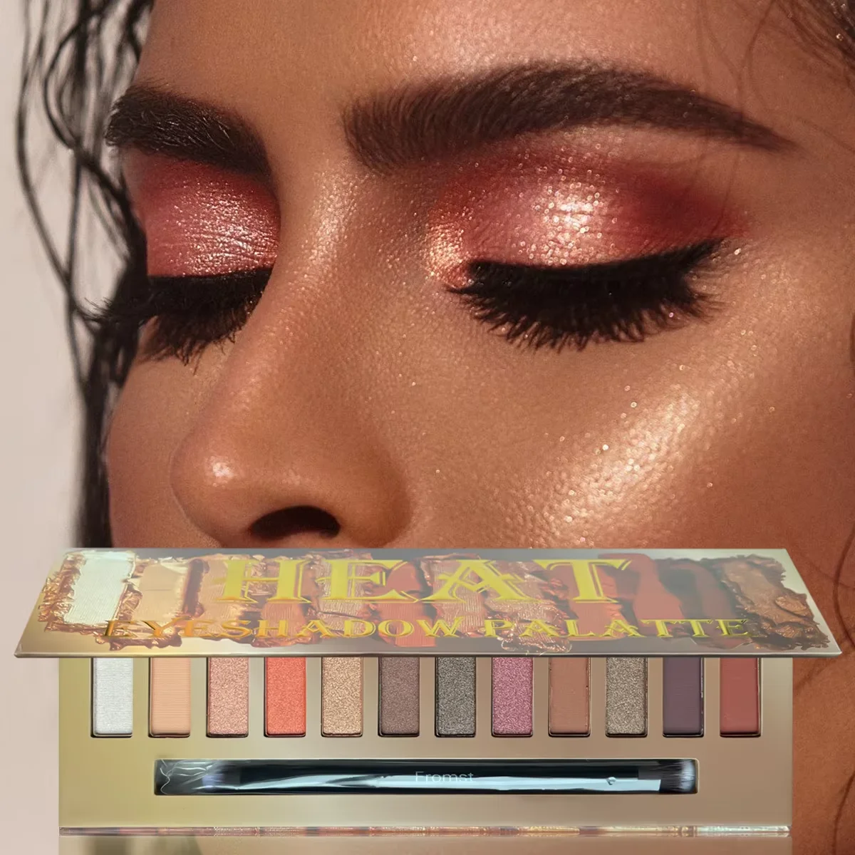 

12-цветная палитра теней для век — нейтральный серый и коричневый глиняный тон, кофейный и шоколад, естественный стиль, универсальный вид макияжа