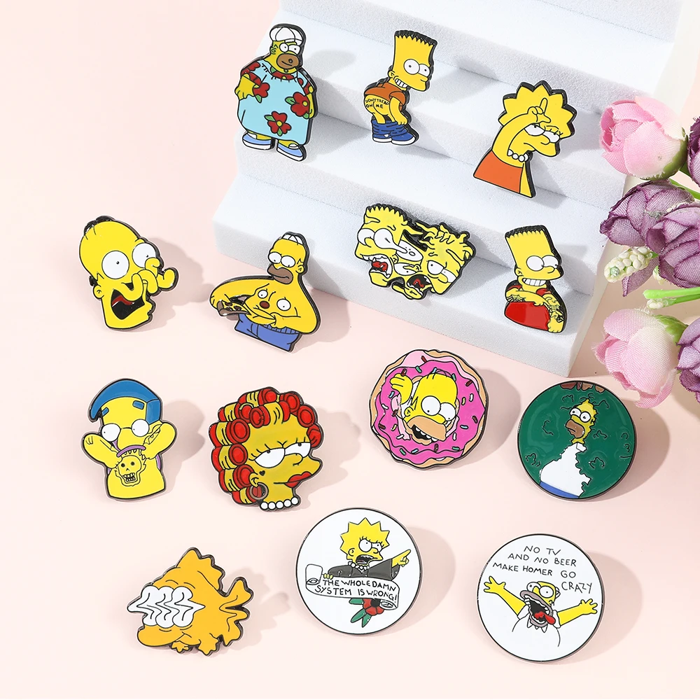 The Simpsons Hard Enamel Pins Collection Cartoon Brooch Backpack Hat Bag Collar Badge Denim Collar Lapel Pin Jewelry Kids Gift