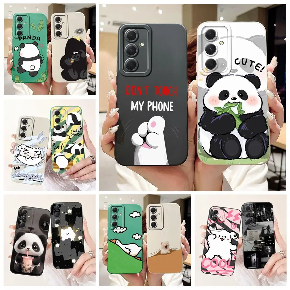 For Samsung Galaxy A55 5G Case SM-A156B Cute Panda Cartoon Cover Soft TPU Phone Case For Samung A15 A25 A35 A55 5G Fundas Bumper