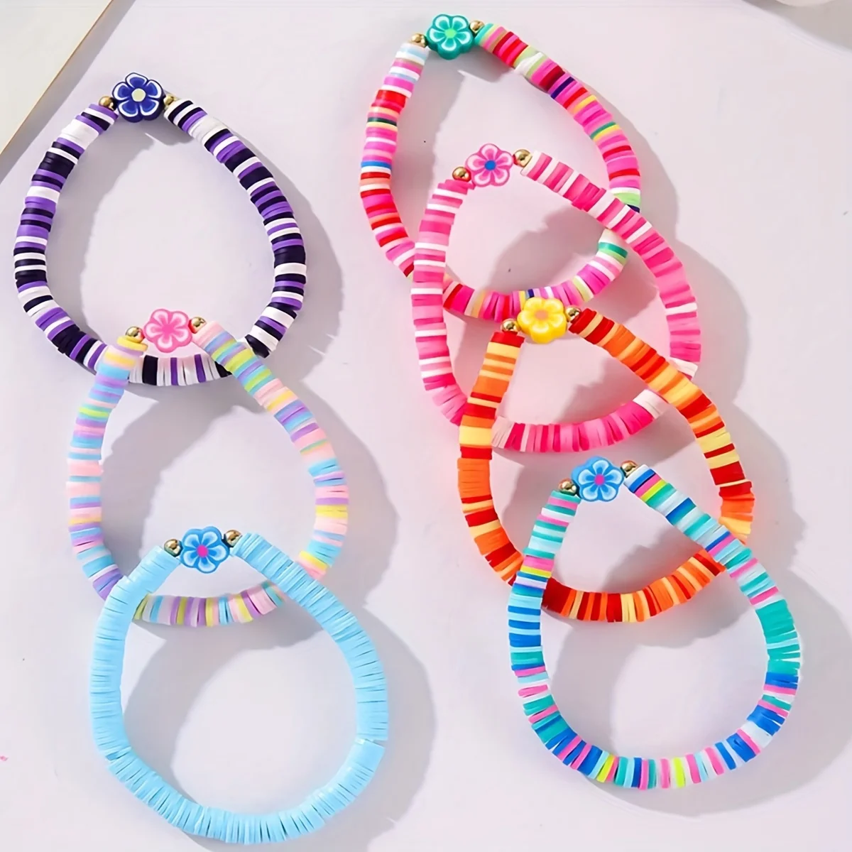 7pcs Boho Flower Charm Bracelet Set for Women