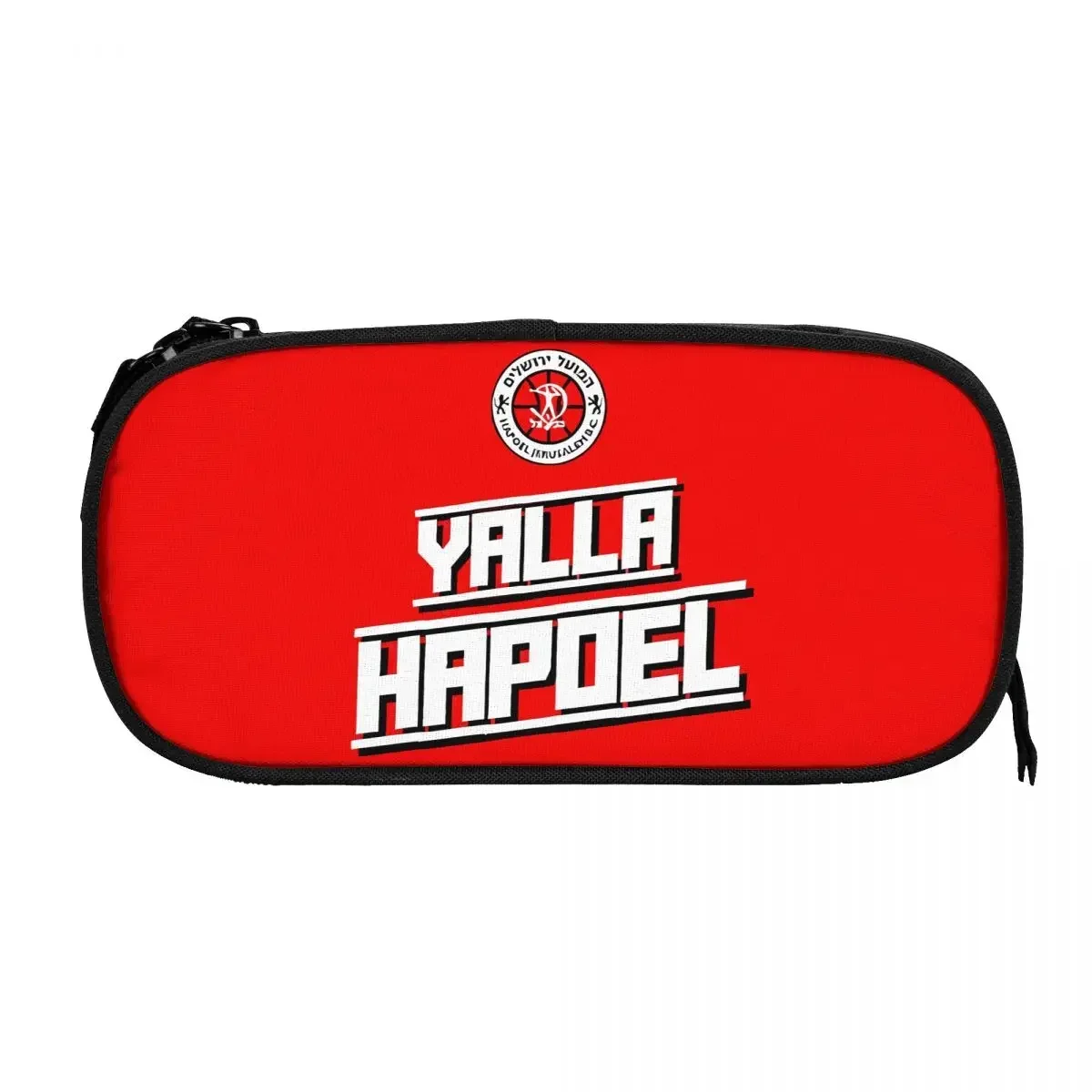 Hapoel Jerusalem Basketball Big Capacity Pencil Pen Case Stationery Bag Pouch Holder Box Organizer Teens Girls Adults Student