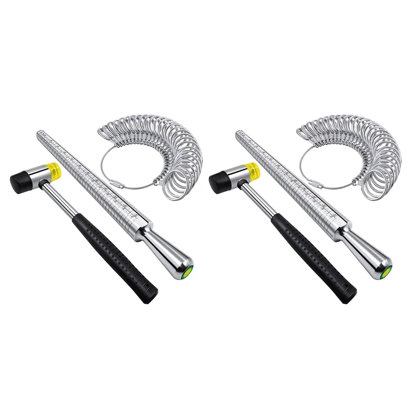 AOAO-2X مجموعة أدوات قياس حجم الحلقة بما في ذلك حلقة مغزل حلقة معدنية مجموعة قياس الحجم مطرقة مطرقة مطرقة النسخة الأمريكية