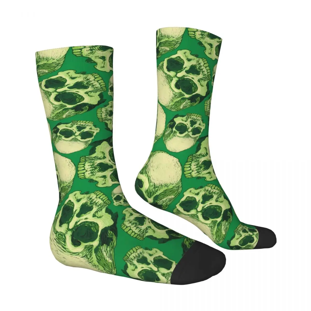 Green Skulls Skull Skeleton Socks Male Mens Women Winter Stockings Hip Hop