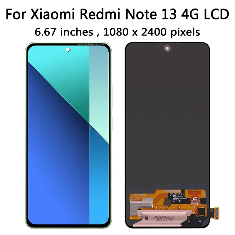 6.67\'\'AMOLED For Xiaomi Redmi Note 13 4G/5G 2312DRAABG 23129RAA4G lcd display screen digitizer Assembly Note13 Display