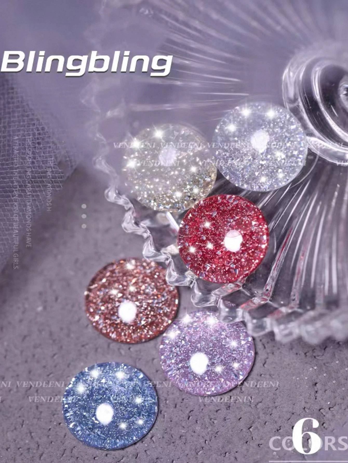 6PCS 2025 ใหม่อินเทรนด์เล็บแฟชั่น Phototherapy ประกาย Aurora Fine Glitter Shattered เพชรโปร่งใสเล็บเจล,