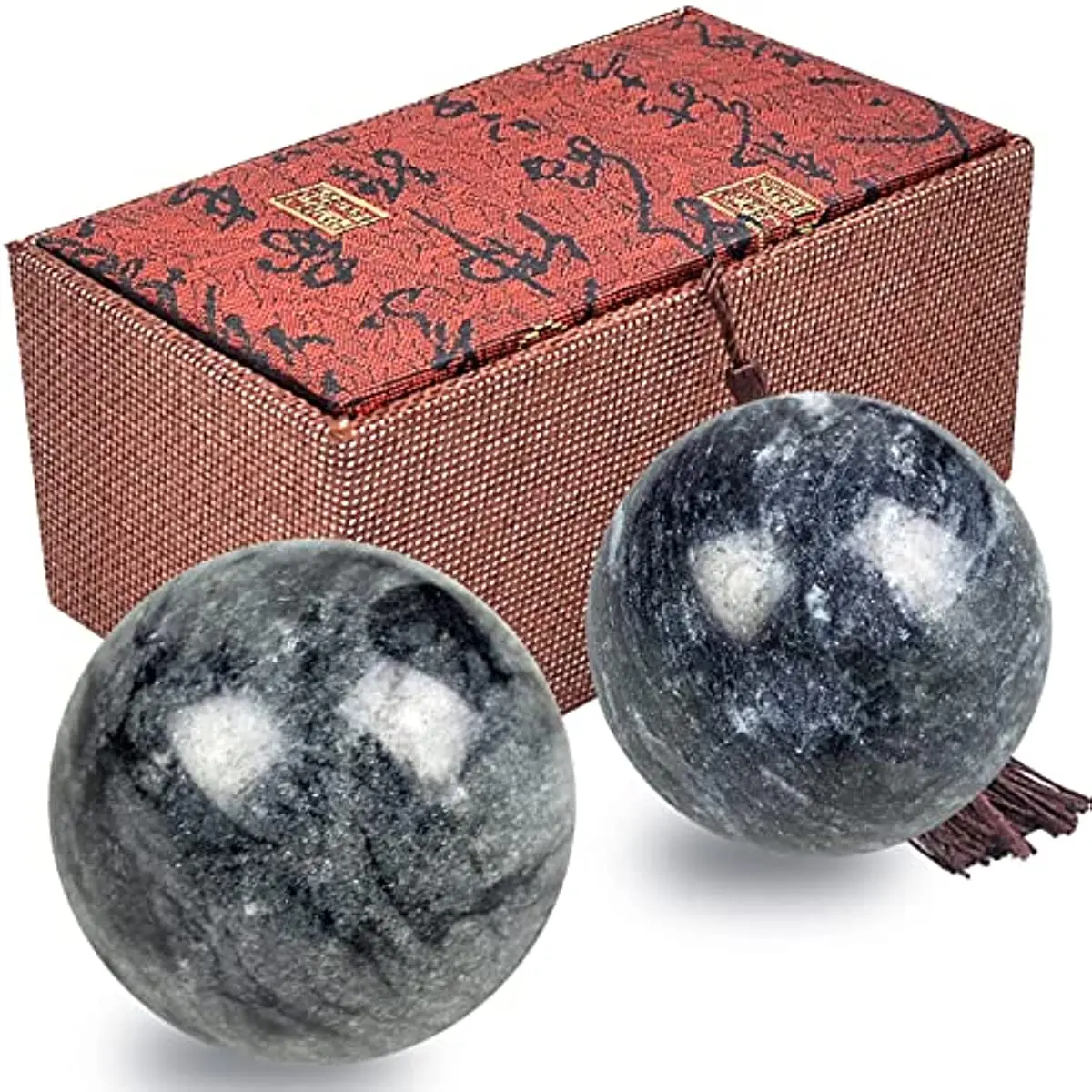 1.9in Natural Jade Baoding Ball Chinese Health Exercise Massage Balls Stress Relieve