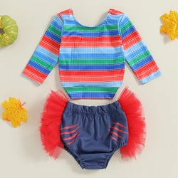 2024-06-29 Lioraitiin 3M-3Y Toddler Girls Halloween 2PCS Outfits Long Sleeve Bow Decor Striped Tops PP Shorts Sets