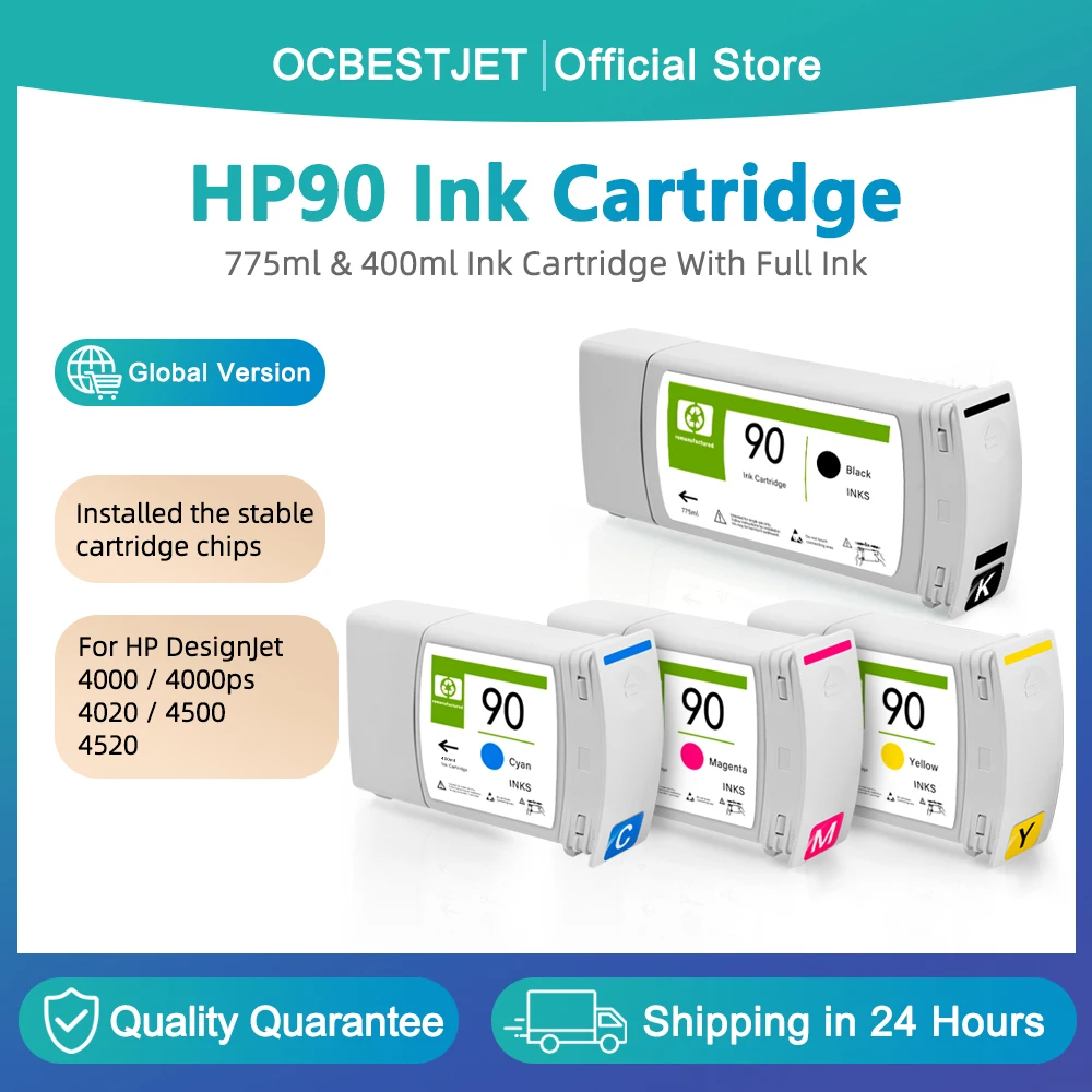 

Для картриджа HP 90 с полным пигментом и красящими чернилами HP90 C5058A C5061A для принтера HP Designjet 4000 4000ps 4020 4500 4520