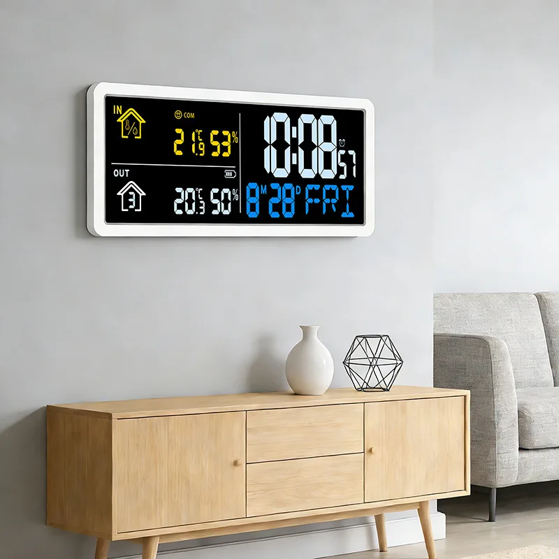 Advanced Multifunction LCD Wall Clock with Indoor Outdoor Temperature Humidity Display and Remote Sensor