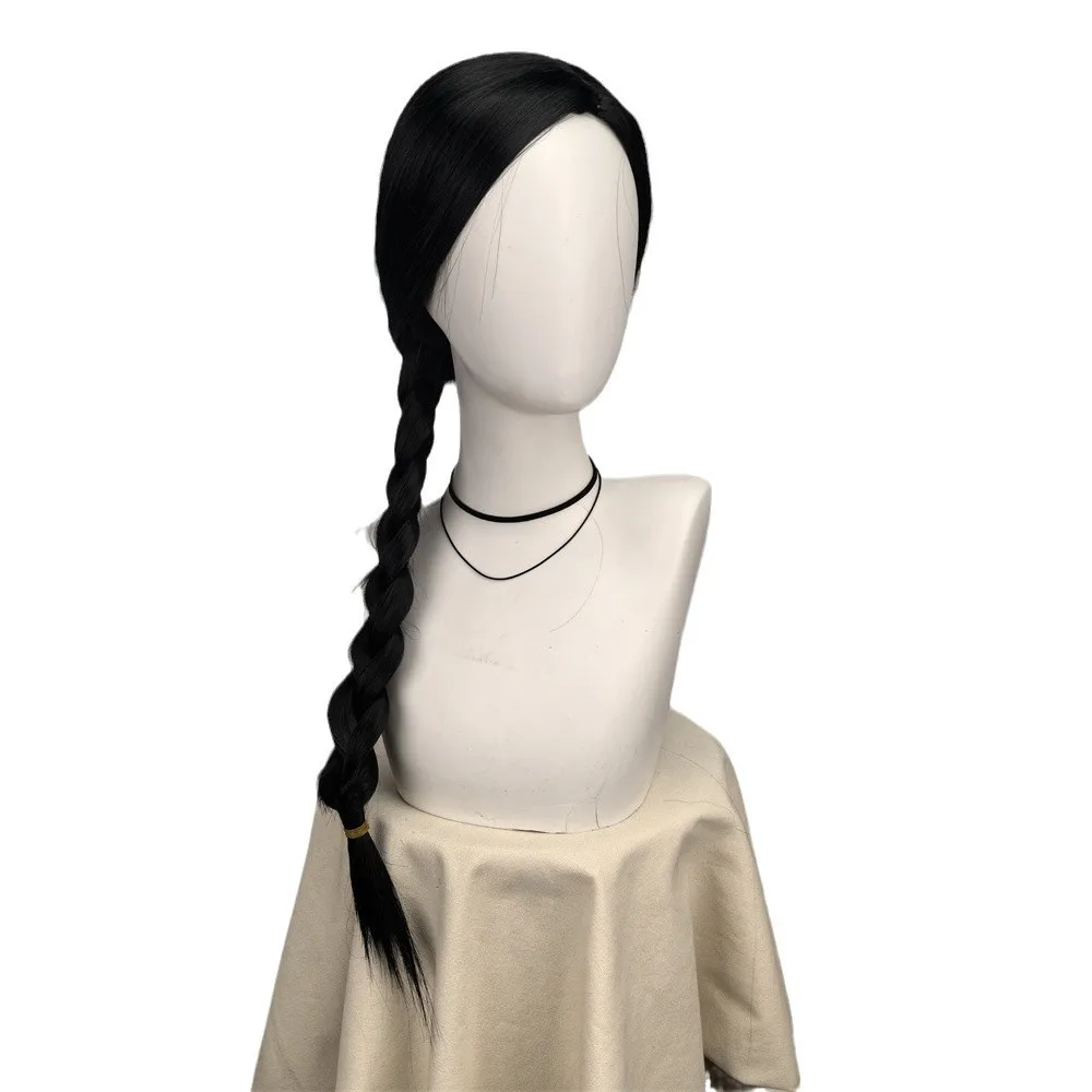 Elphaba تأثيري الباروكات للنساء أسود طويل مضفر الأسود الشريرة تأثيري الباروكات مقاومة للحرارة الاصطناعية هالوين زي الطرف