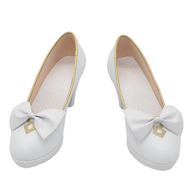 Yurizono Seia Cosplay Schuhe Spiel Blau Archiv Cosplay Prop Weiß High Heel PU Leder Schuhe Halloween Karneval Stiefel Nach Maß