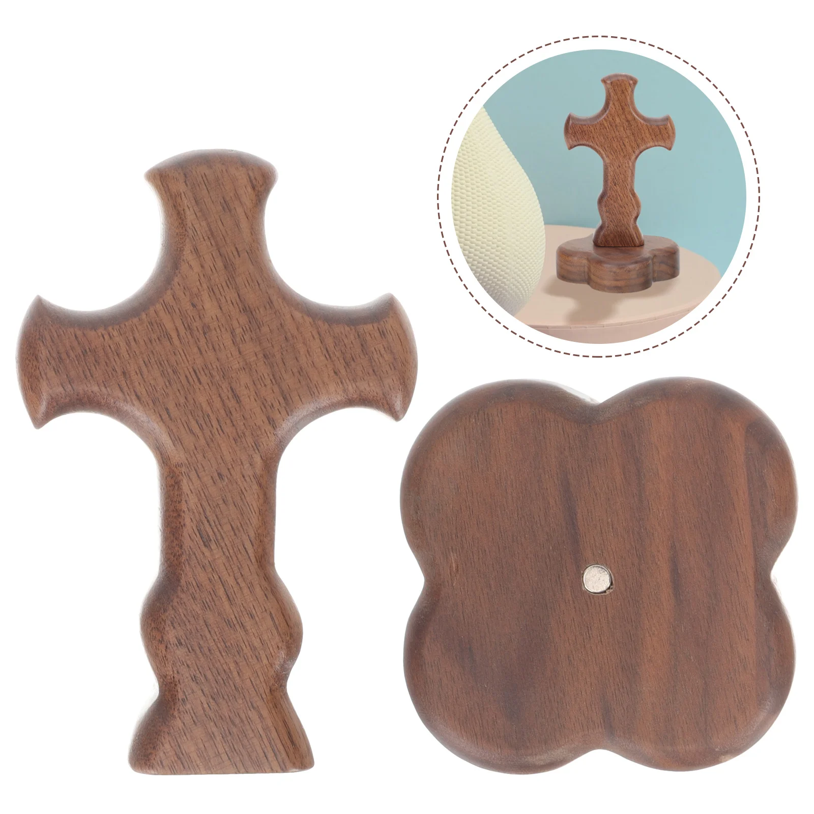

1Set Wooden Cross Ornament Exquisite Cross Shaped Decor Rustic Holy Symbol for Desk Shelf Wall Display Devotional Decoration
