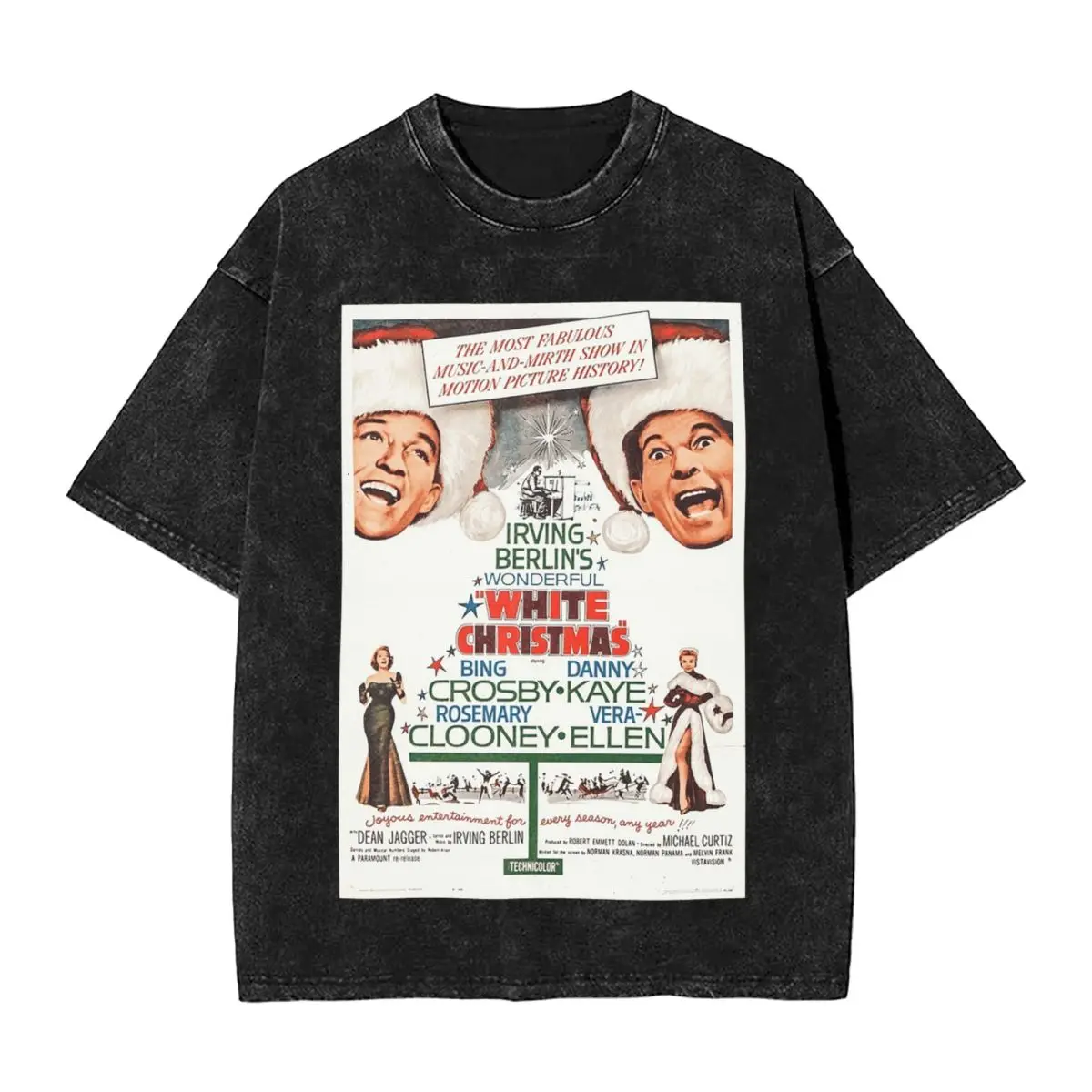 

Streetwear T-Shirts White Christmas - Bing Crosby, Danny Kay Washed T Shirt Short Sleeve Hip Hop T-Shirt Tops Tees for Men Women