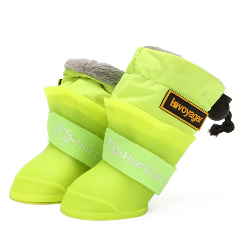 

Dog Rain Boots for Small Medium Dogs Waterproof Dog Shoes Winter Warm Puppy Snow Boots Fleece Soft Silicon Adjustable Anti-Slip