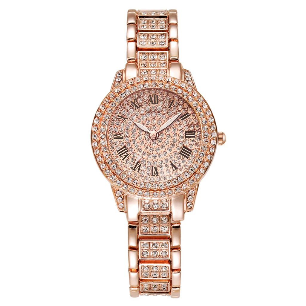 New Fashion Luxury Diamond Women Watches  Bracelet Set Cuban Stainless Steel Bracelet Ladies Wristwatches 2023 Jewelry Gifts