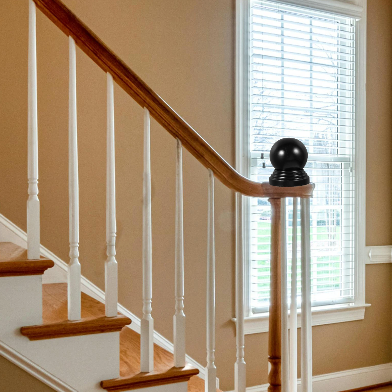 

Decorative Iron Post Cap for Guardrail Black Ball Post Cap Handrail Fence Stair Black Metal Fence Caps Ball Top Cover