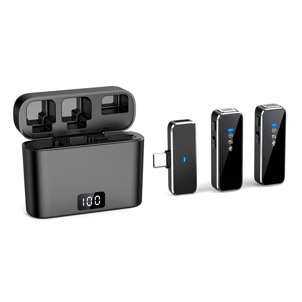 ABJG-Wireless Lavalier Microphone Mini Portable Lavalier Microphone Dual Channel Audio Video Recording