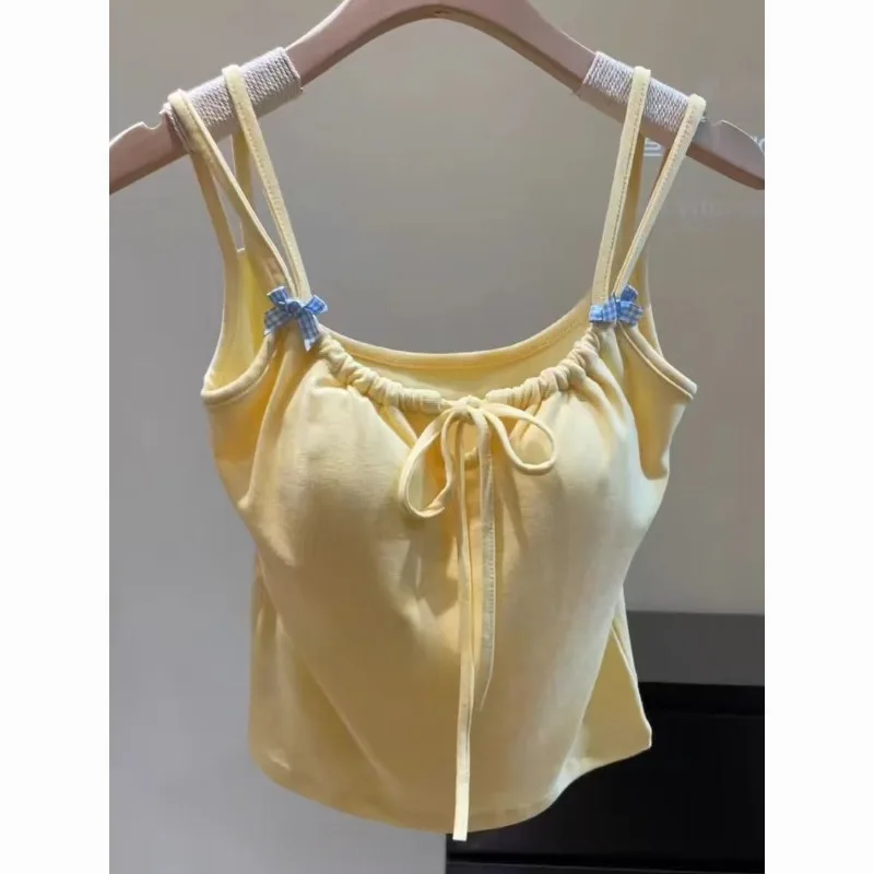 

Japanese Sweet Cute Design Women Padded Bra-style Tank Tops Y2k Korean Popular Slimming Kawaii T-shirt Tops Cep Vetement Femme
