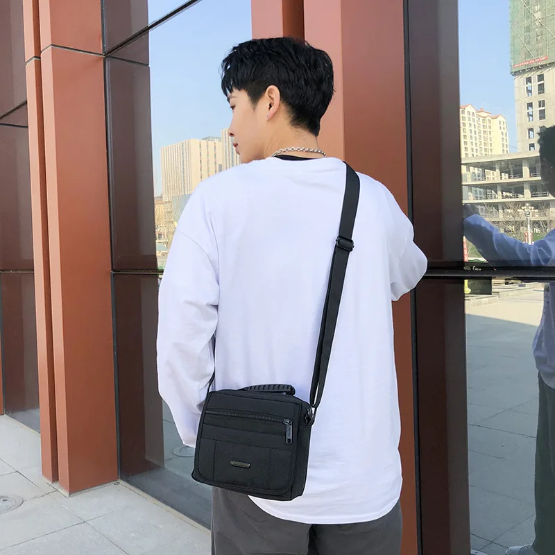 Bolso de hombro informal para hombre, bolsa pequeña cuadrada de