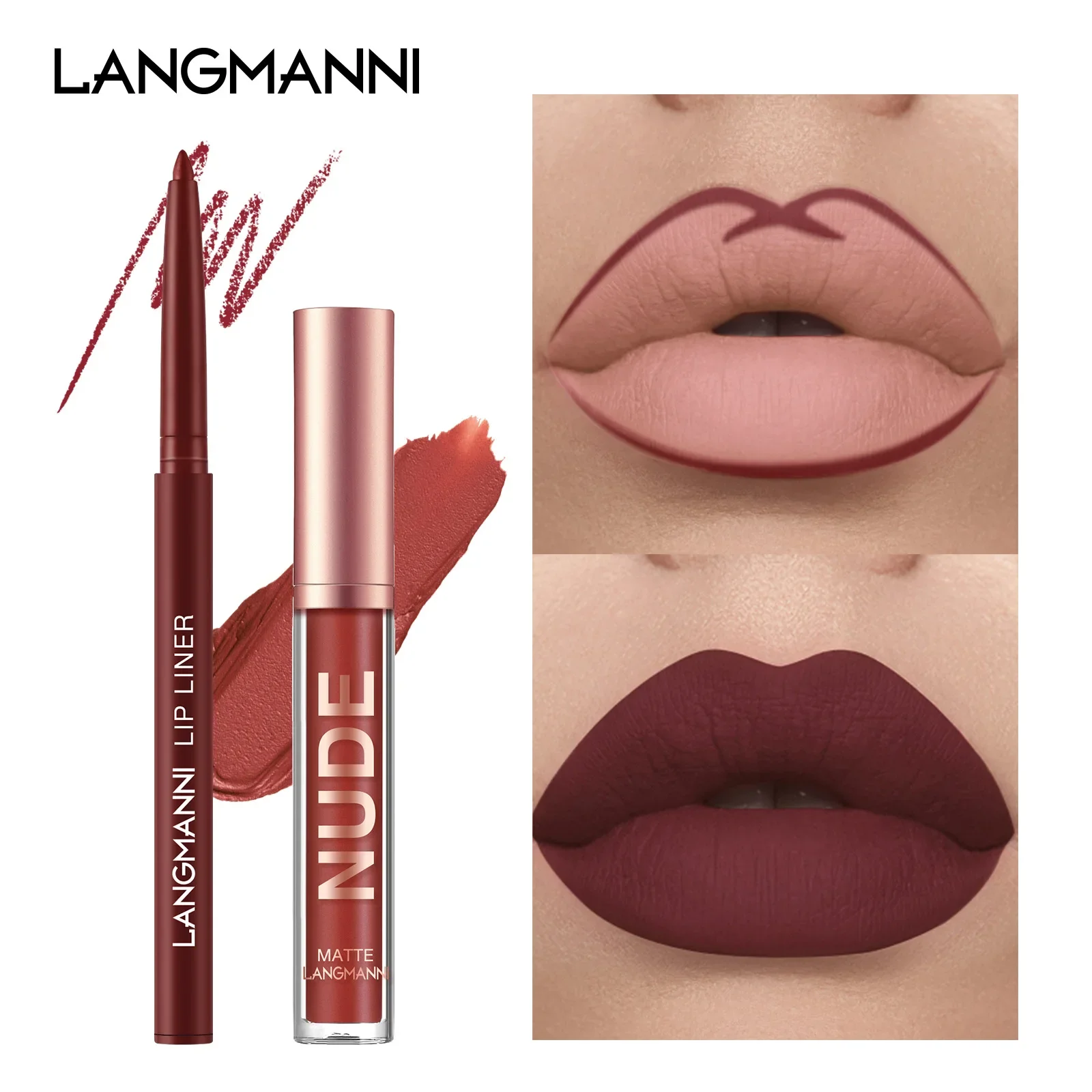 6 ลิปกลอส 6 Lip Liner Set Matte Liquid ลิปสติกดินสอ 24 ชั่วโมงกันน้ําเครื่องสําอางเกาหลี Lip Tint แต่งหน้าสําหรับผู้หญิง