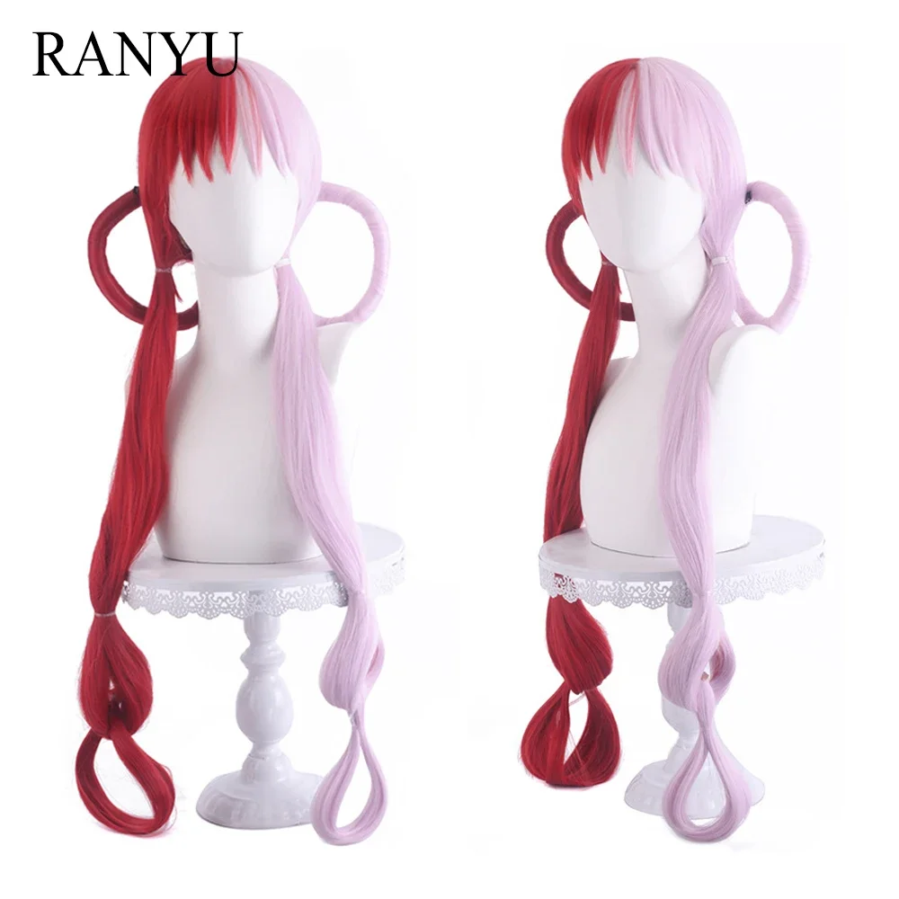 

RANYU Long Red Pink Two Color Wigs with Bangs Synthetic Anime Women Cosplay Fluffy Wig For Daily Party