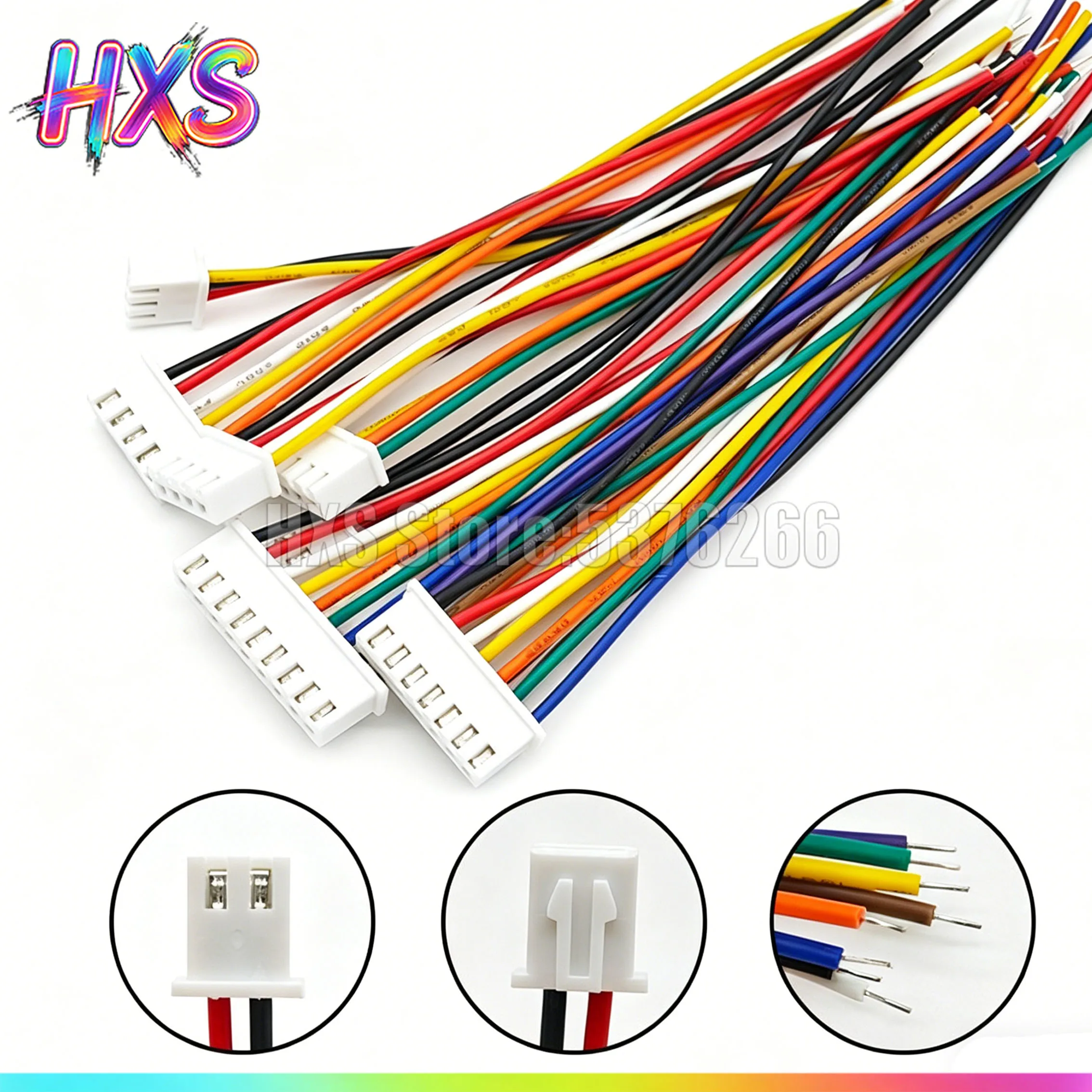 5Sets JST XH2.54  Wire Cable Connector 2.54mm 2/3/4/5/6/7/8/9/10/11/12 Pin Pitch Male Female Plug Socket 20cm Wire Length 26AWG