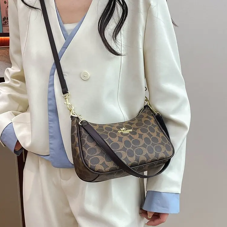 Trendy Magnetic Closure Handbag 2025 - Small Square Coffee/White/Rice Color Women's Purse, Lightweight Everyday Shoulder Bag
