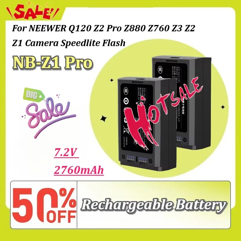 New NB-Z1 Pro 7.2V 2760mAh High Capacity Rechargeable Battery for NEEWER Q120 Z2 Pro Z880 Z760 Z3 Z2 Z1 Camera Speedlite Flash