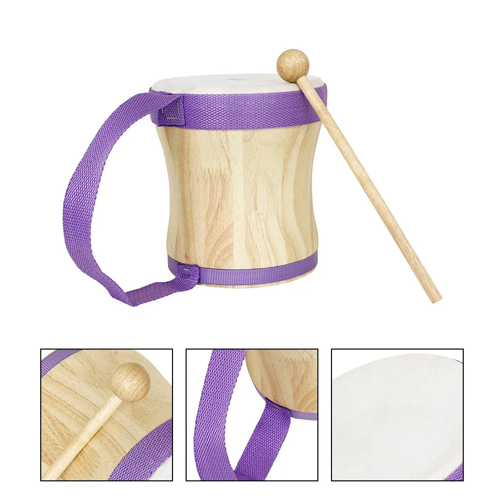 Wooden Hand Drum Percussion Instrument Musical For Early Childhood Education Sheepskin Drumhead Birthday