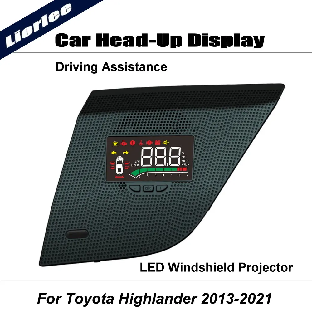 Car LED Projector For Toyota Highlander Kluger 2013-2025 Auto HUD Head-Up Display Safe Driving Assistance Accessories