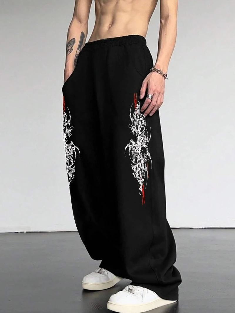 

Спортивные штаны High Street Хип-хоп Повседневные брюки Мужские Harajuku Y2K Негабаритные спортивные зимне-осенние супер красивые мужские прямые брюки