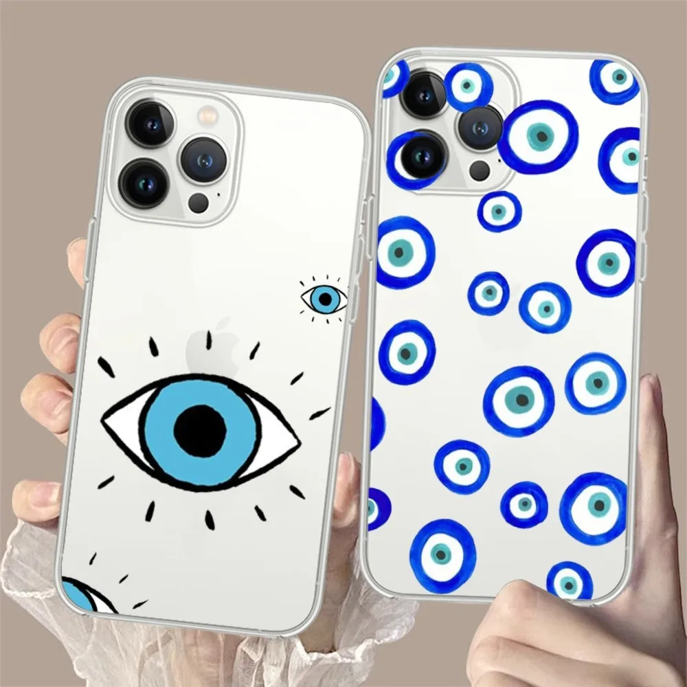 Lucky Eye Blue E-Evil Eye Print Phone Case For iPhone15 14 12 13 11 Pro Max XR X XS MAX 15 14 13 Pro 15 plus