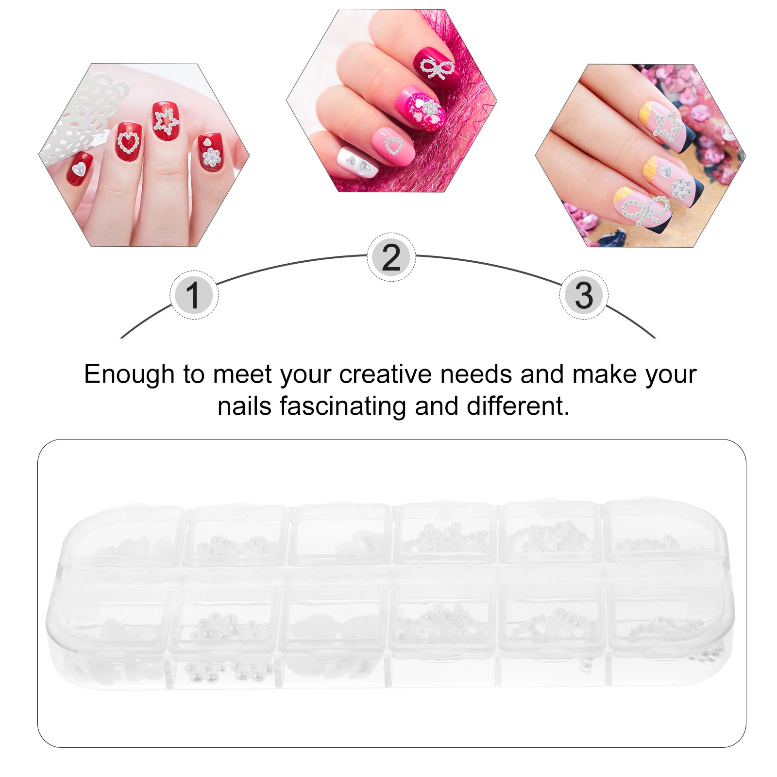 1 صندوق الإبداعية القلب اللؤلؤ مسمار ديكور فني مشرق ملون ثلاثية الأبعاد مانيكير الزينة DIY بها بنفسك مسمار السحر للنساء حفل زفاف #5