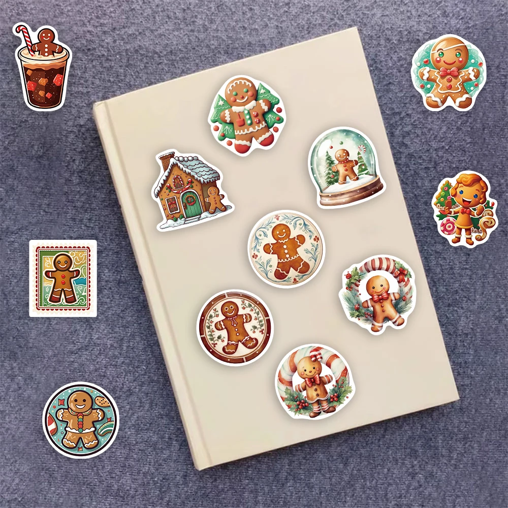 50 Uds. De pegatinas de hombre de jengibre de dibujos animados, funda de teléfono DIY, portátil, taza de agua aislada, pegatina de juguete de escritorio