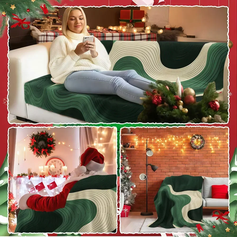 Wave Lines Winter Summer Flannel Blanket Throw Fleece Soft Fuzzy Plush Cozy Fleece Blankets for Sofa Ideal Gifts