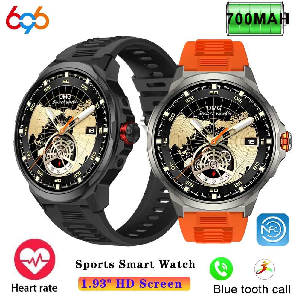 

2024 New 1.93" Outdoors Blue Tooth Call Smart Watch Sport Fitness Heart Rate Blood Oxygen NFC Smart Watch Health 700MAH Battery