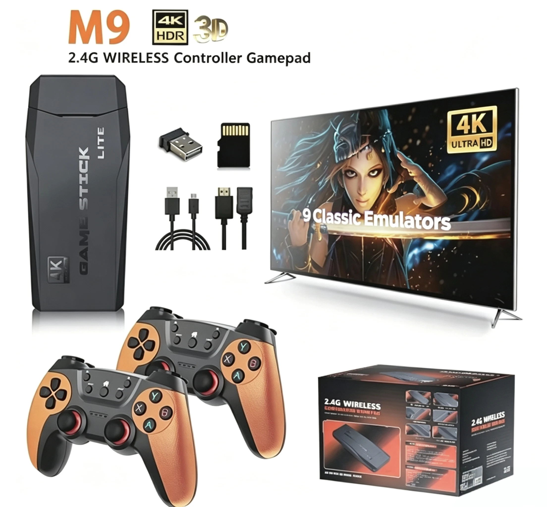 Retro Gaming Game Stick - M9 Video Oyun Konsolu 4K 2.4G