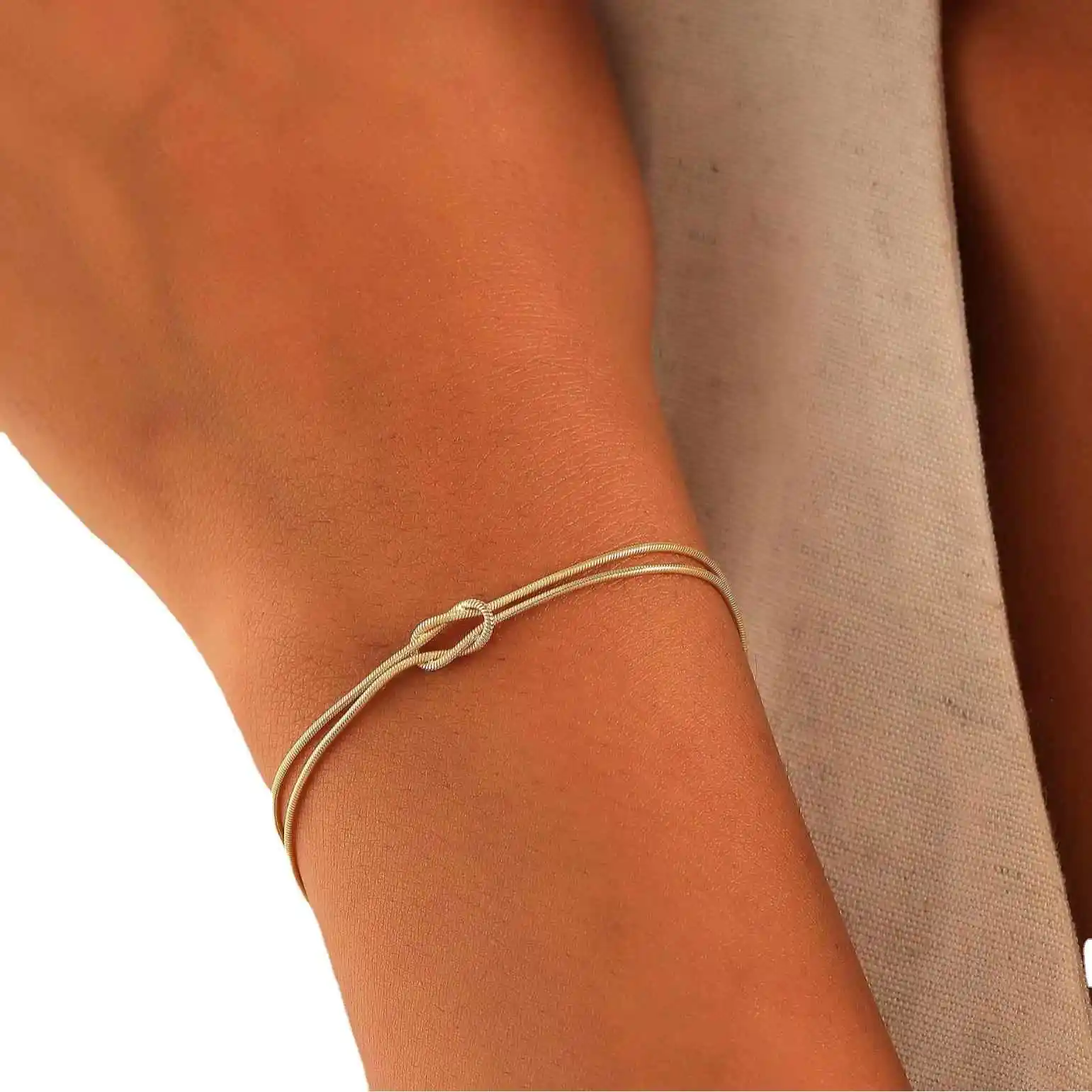 أساور للأزواج بعقدة بسيطة عبر الحدود من الذهب والفضة والذهب الوردي بتصميم فريد من نوعه من إكسسوارات مجوهرات Faion للعشاق #5