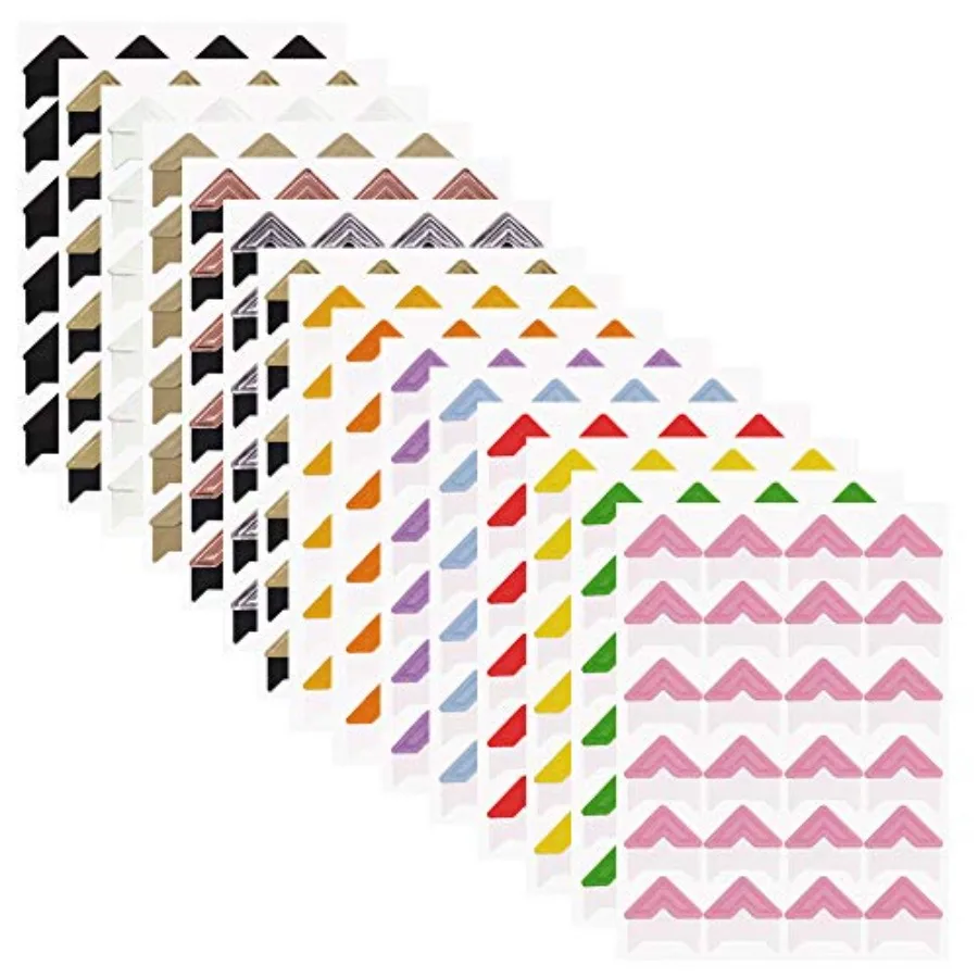 

15 Sheets Photo Mounting Corners, Self Adhesive Paper Picture Sticker for DIY Scrapbook Album Diary Personal Organizer Notebook