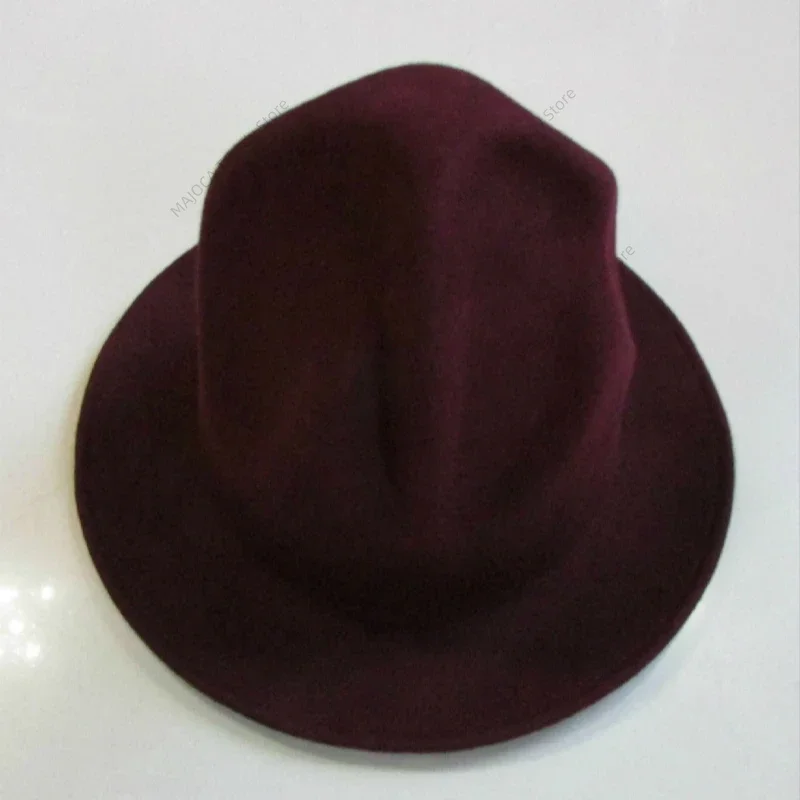Sombrero Fedora de Fieltro 100% Lana Australiana, Estilo Retro, Sombrero de Montaña Unisex, Ala Ancha, Gorro de Invierno, Elegante y Casual