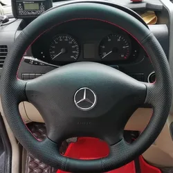 Hand-stitched black genuine Leather non-slip Steering Wheel Cover For Mercedes Benz Viano W639 Vito 2003-2014 Sprinter 2006-2013