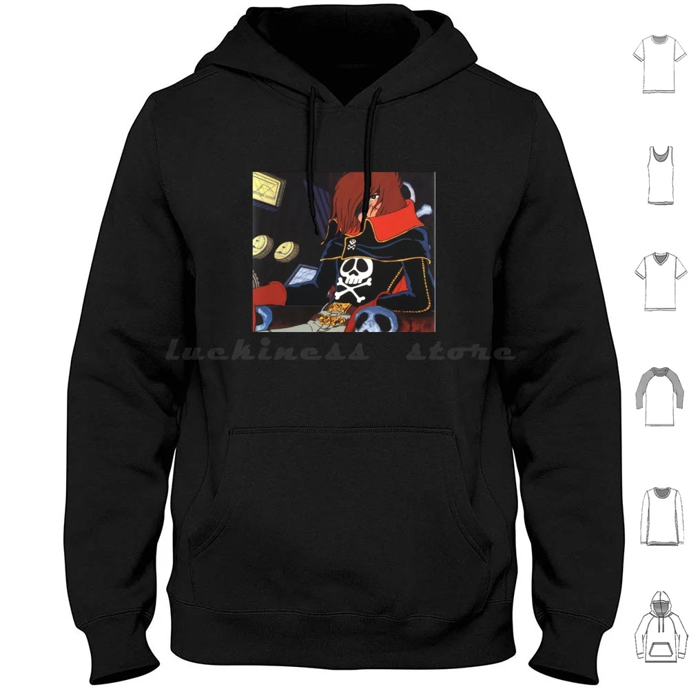 Mr Albator Essentiel Hoodies Long Sleeve Albator Harlock Pirate Cartoon Captain Harlock Anime Corsair Manga Space