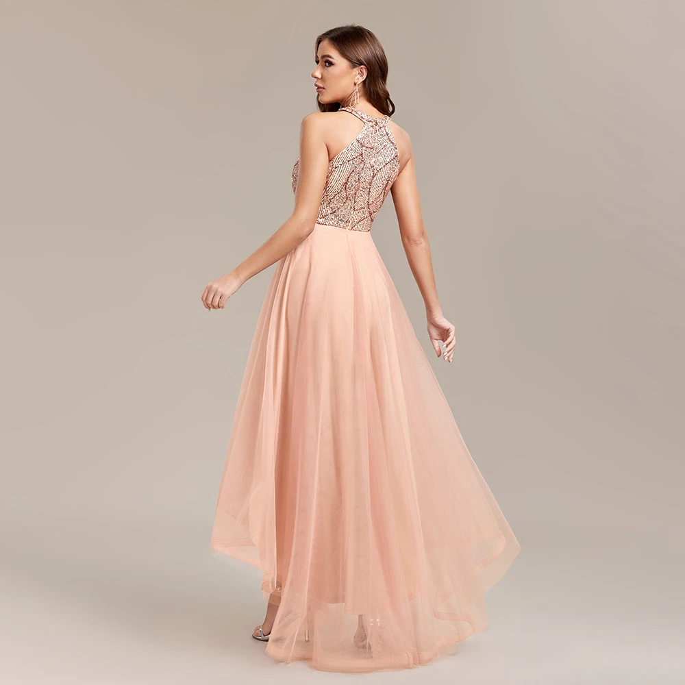 Stage Halter Neck Dress Women's Costume Luxury Clothing Graduation Dresses Cocktail Evening Party Wedding Concert Birthday Wear