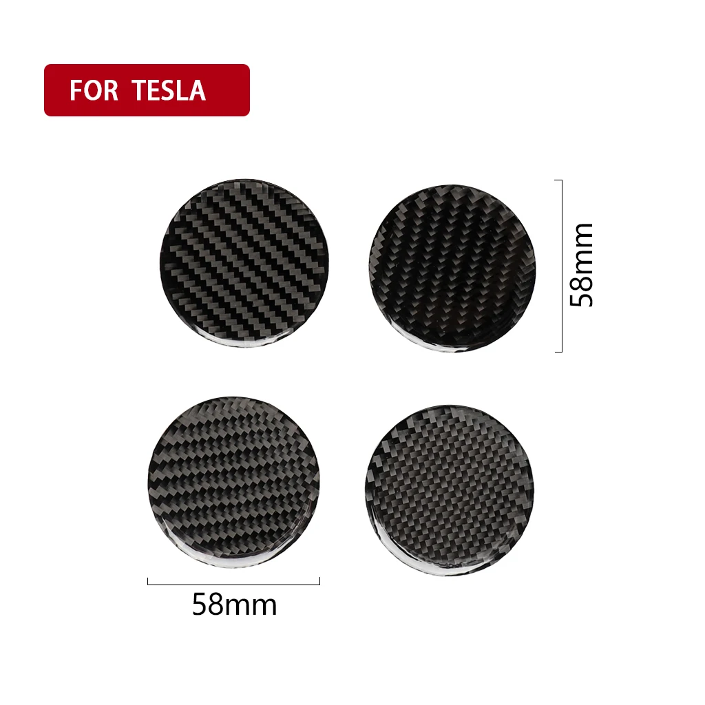 Carbon Fibre Car Wheel Centre Sticker For Tesla Model X Hub Center Cover Wheel External Decoration 2015-2019 Car Accessories